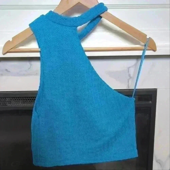 🌴2/$25🌴ZARA | Women's Blue Cable Knit Cut Out Sleeveless Tank Top - Picture 5 of 5